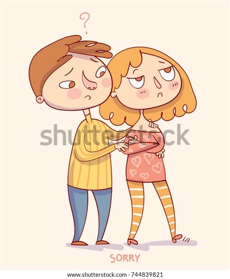 Sorry Boy Trying Apologize Say Sorry Stock Vector Royalty Free 744839821