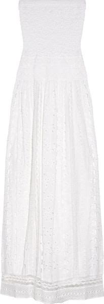 Michael Michael Kors Smocked Cotton Eyelet Maxi Dress In White Lyst