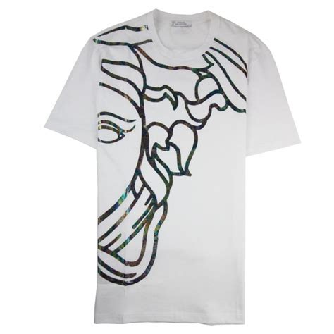 Versace Collection Enlarged Metallic Medusa Head T Shirt White Onu