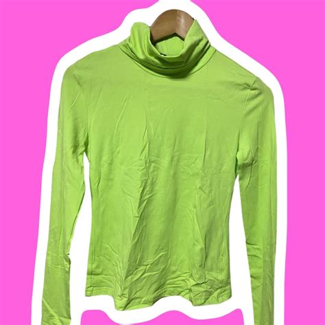 Neon Green Turtleneck Long Sleeves, Women's Fashion, Tops, Longsleeves