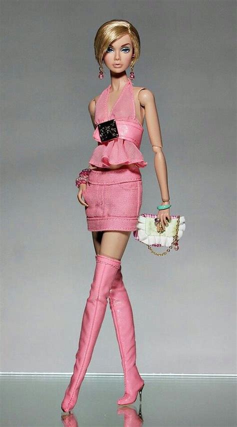Barbie Doll With Short Hair And Wearing Pink Outfit And Boots Fashion Dolls Fashion Doll Clothes