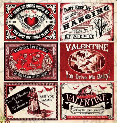 Goth Valentine Cards Diy Goth Grunge Valentine Cards Atc Aceo Etsy