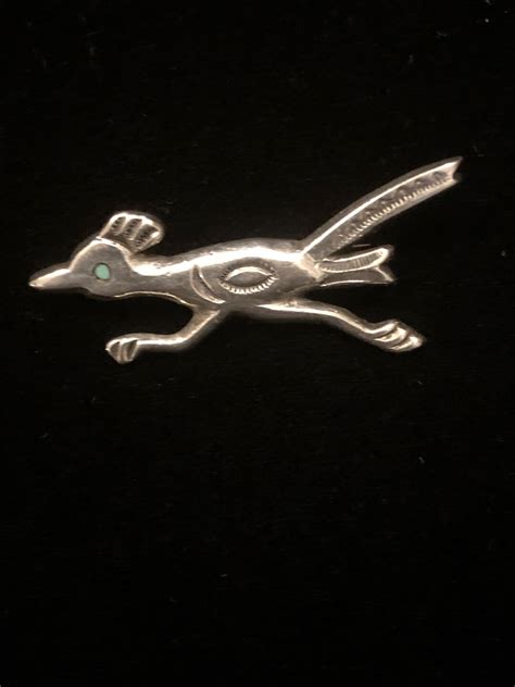 Vintage Navajo Roadrunner Pin With Tourquise Etsy