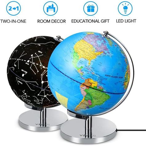 Illuminated Constellation Globe World Globe With Stand 3 In 1