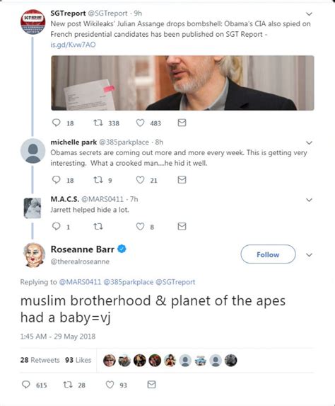 Roseanne Canceled After Roseanne Barrs Racist Tweet About Valerie Jarrett Abc News