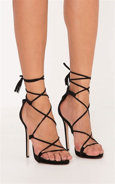Pin By A L On Shoes Black Tassels Lace Up Heels Lace Up