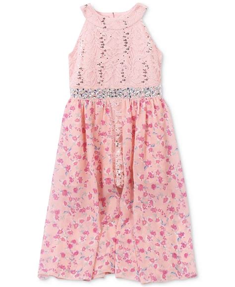Speechless Floral Print Sequined Lace Maxi Dress Little Girls Macys