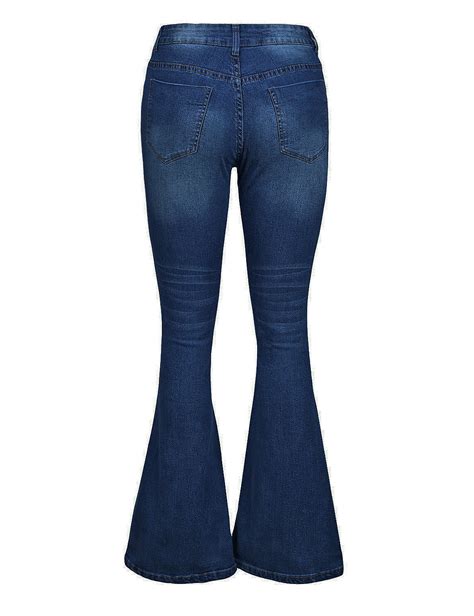 Luvamia Womens Ripped Flare Bell Bottom Jeans Pants Retro Wide Leg De