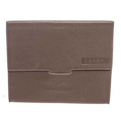 Coach Grey Pebbled Leather Tablet Sleeve