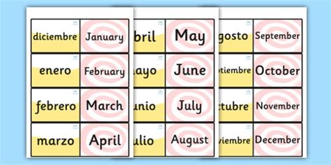 Spanish Months Of The Year Loop Cards Spain Visual Loop Card