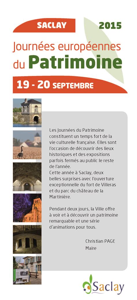 Programme Des Journées Du Patrimoine — 19 20 Septembre Monsaclayfr