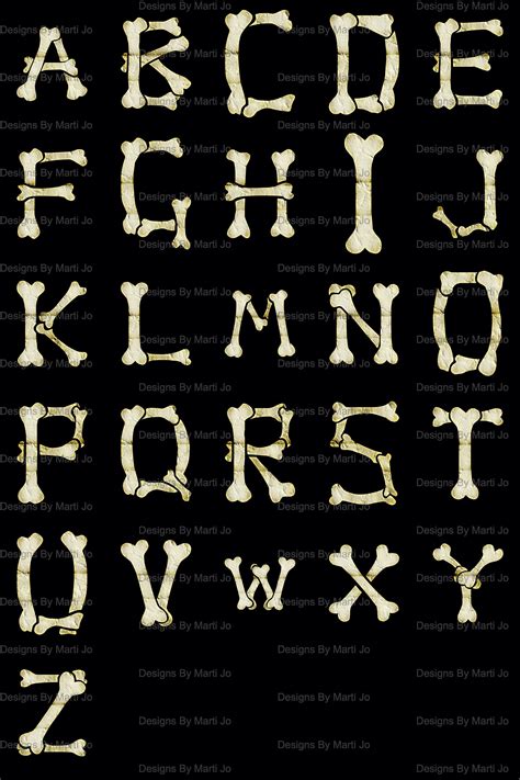 Bone Letters Png Clipart Printable Bone Alphabet Instant Etsy