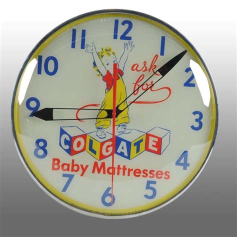 26.0w x 37.0l x 2.0h. Colgate Baby Mattresses "Pam" Light-Up Clock.