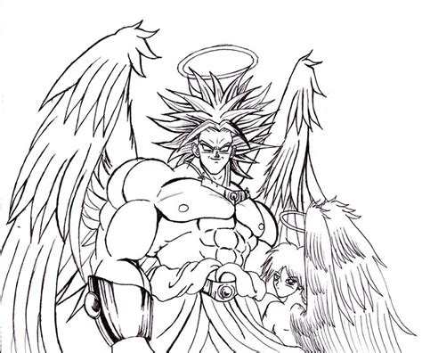The face of a furious goku. Broly Super Saiyajin angel - Dragon Ball Z Kids Coloring Pages