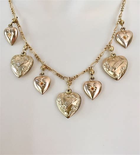 Sale Gold Heart Necklace Gold Puffy Heart Necklace Vintage Gold