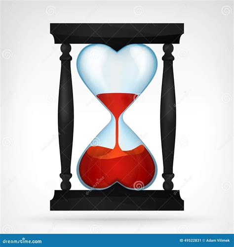 Flowing Red Love Liquid In Dual Heart Shaped Hourglass Design Stock