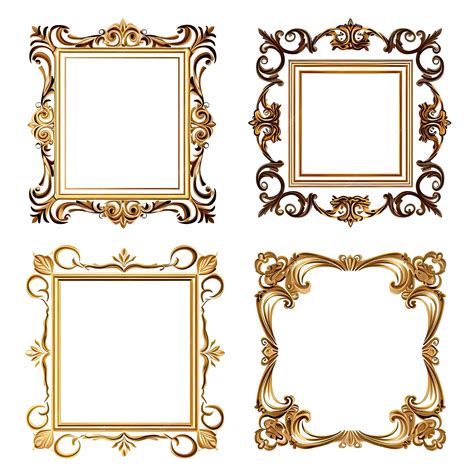 Premium Ai Image Set Of Golden Frames For Paintings Mirrors Or Photo