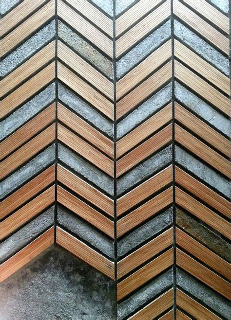 Wood and concrete wall pattern at Yeyo Restaurant, Jakarta #
