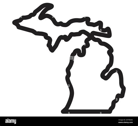 Michigan Mi State Shape Map Outline Simplified Usa Vector Isolated On