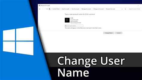 Change User Name Windows 10 Tutorial Youtube