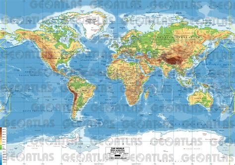 World Physical Map Physical Map Of World World Map A Physical Map Of