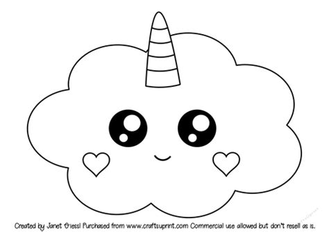 Cute Unicorn Cloud Digi Stamp Cup90956170151 Craftsuprint