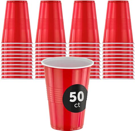 Decorrack 50 Plastic Cups 16 Oz Large Party Cups Disposable Bulk Party Cups Red