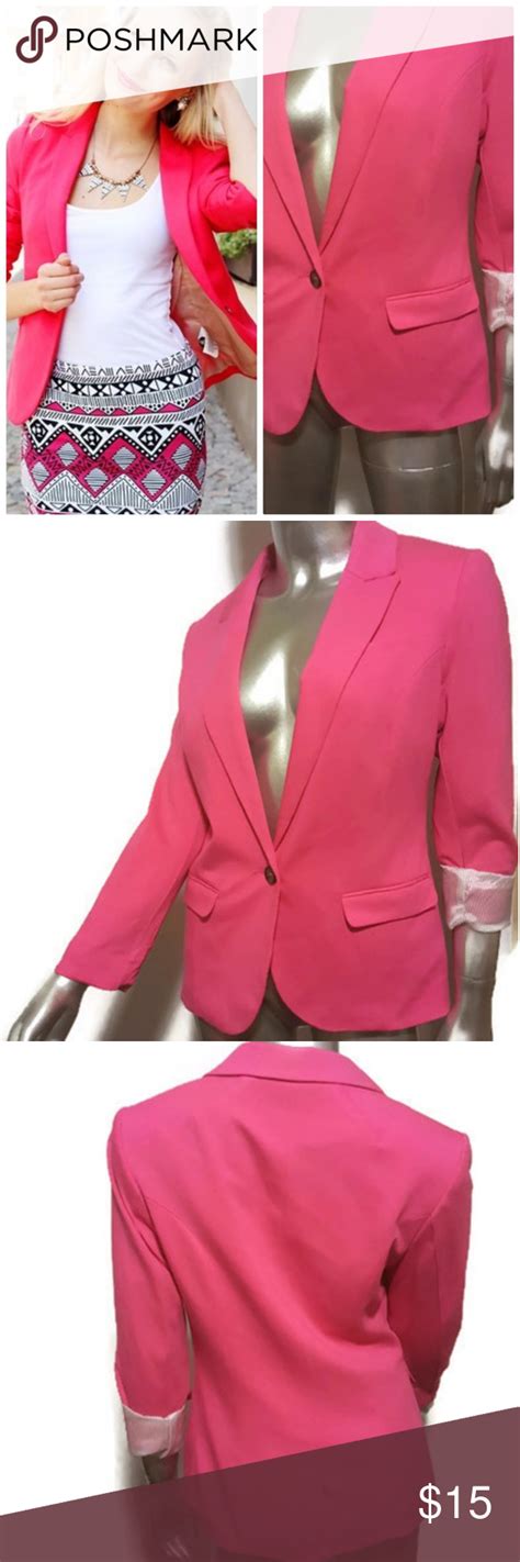 Handm Madara L Hot Pink Blazer New Wtags Sz 8 Pink Blazer Hot Pink