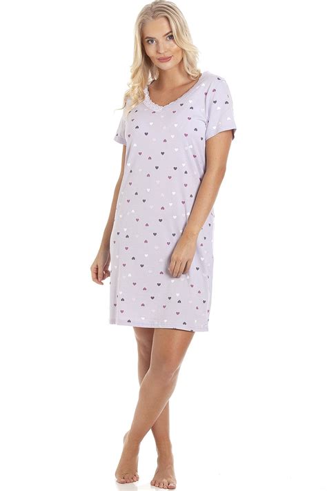 Lilac Heart Print Cotton Nightdress