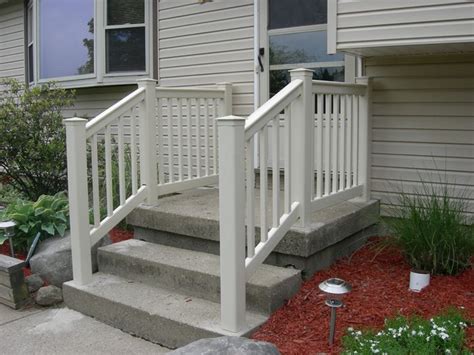 Check spelling or type a new query. front porch railing with concrete stairs | Vinyl railing, Railings outdoor, Front porch
