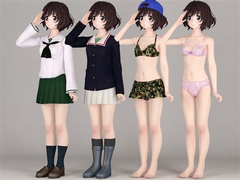 Yukari Akiyama Anime Girl Pose 01 3d Model Cgtrader