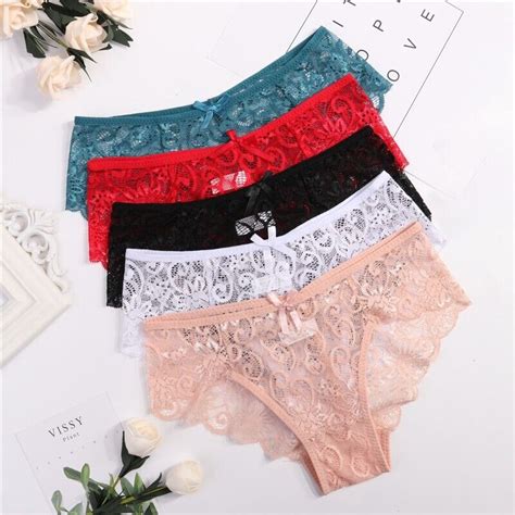 3 5packs womem sexy lace panties floral hollow soft comfort briefs underwear new ebay