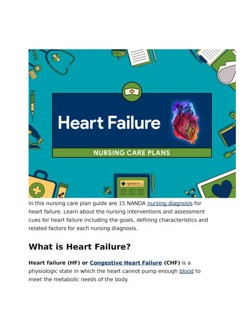 Heart Failure In This Nursing Care Plan Guide Are 15 Nanda Nursing