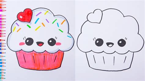 How To Draw A Cupcake Easy Drawings In 2021 Easy Cartoon Drawings