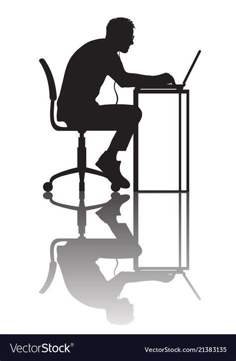 Man Working At Computer Silhouette Royalty Free Vector Image