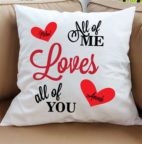 Personalized Valentines Throw Pillow All Of Me Loves All Of You Custom