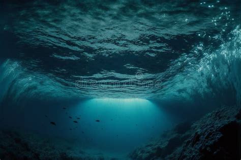 Dark Blue Ocean Surface Seen From Underwater Nature Sea And Ocean Stock