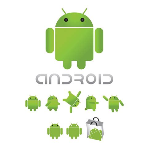 8 Green Android Robot Logos Set Welovesolo