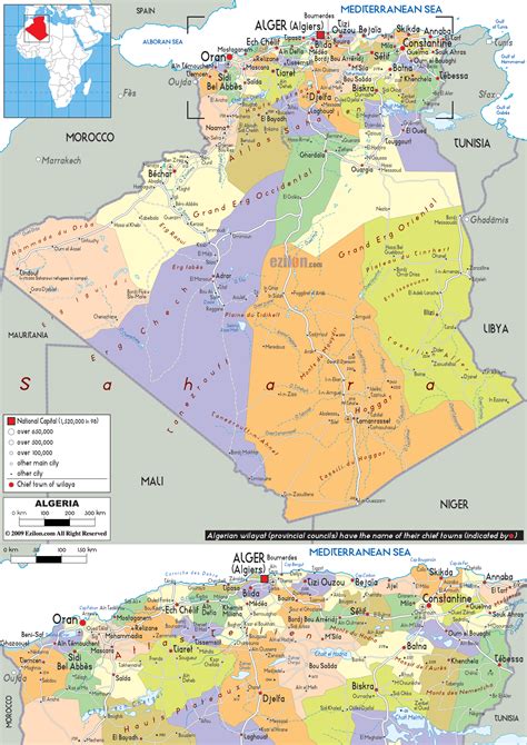Detailed Political Map Of Algeria Ezilon Maps
