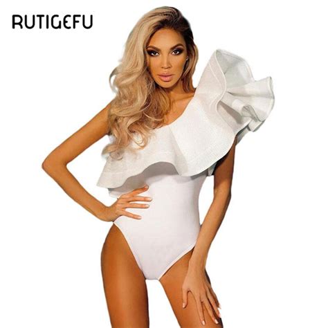 Rutigefu Hot Shoulder Swimsuit Sexy Swimsuit 2017 Pure White And Black Bikini Beach Sunbathing