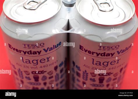 Cans Of Tesco Everyday Value Lager London Stock Photo Alamy