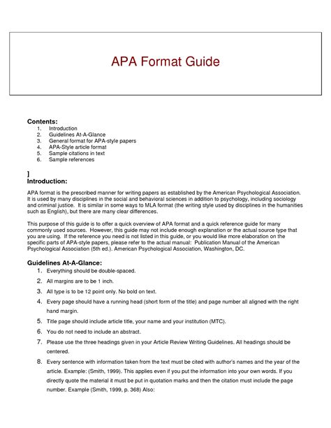 Best Photos Of Apa Style Article Summary Example Apa Format Example