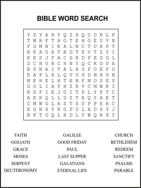 Large Print Printable Bible Word Search Puzzles Word Search Printable