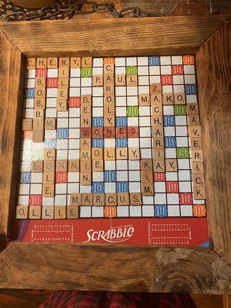 A great idea to use a scrabble board and put you whole family on it
