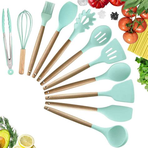 11 Piece Silicone And Stainless Steel Kitchen Cooking And Serving Utensil