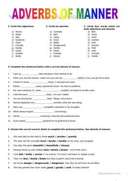 Adverbs of manner tell us how something happened. 22 FREE ESL adverbs of manner worksheets