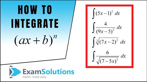 Integration Ax B N Types ExamSolutions Pure Maths A Level A Level AQA