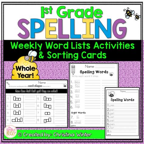 1st Grade Spelling Word Lists Editable Year Long Mrs Winters Bliss