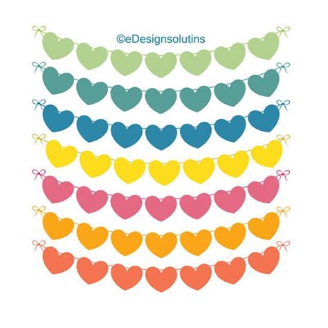 Heart Bunting Clip Art Valentines Bunting Clipart Set Valentines