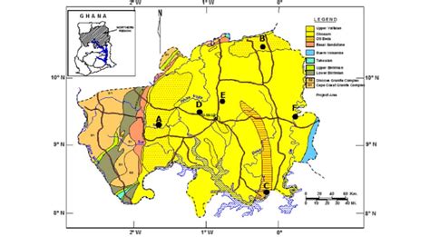 Simplified Geological Map Of The Northern Region Of Ghana Showing